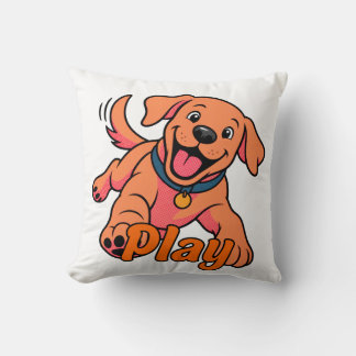 Cojín Decorativo Arte de dibujos animados de cachorro juguetón lind