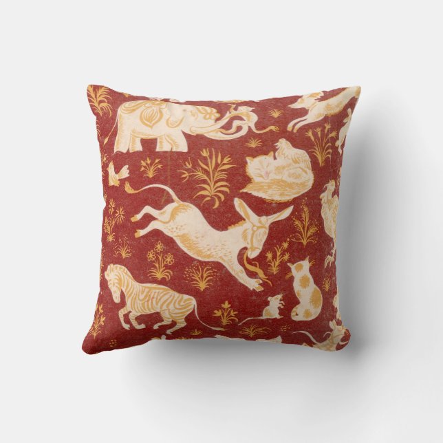 Cojín Decorativo Arte de diversos animales marrones (Reverso)