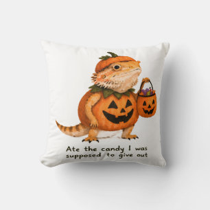 Cojín Decorativo Arte de dragón barbudo calabaza que comió dulces
