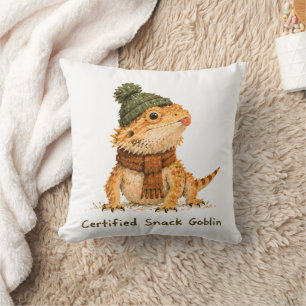 Cojín Decorativo Arte de dragón barbudo goblin de aperitivos certif