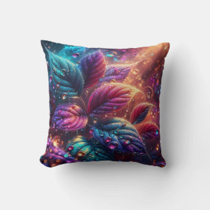 Cojín Decorativo "Arte de elegancia floral besa de lluvia"