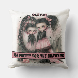 Cojín Decorativo Arte de Espejo de Vampiro Pastel Goth Espeluznante