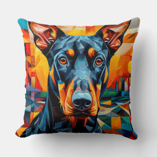 Cojín Decorativo 🐶 Arte de estilo hogareño fuerte de Doberman en m