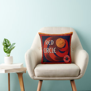 Cojín Decorativo Arte de etiqueta de caja de frutas vintage naranja