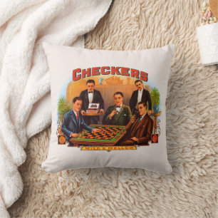 Cojín Decorativo Arte de etiqueta de cigarro vintage, Checkers Mild