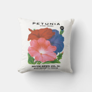 Cojín Decorativo Arte de etiqueta de paquete de semillas vintage, f