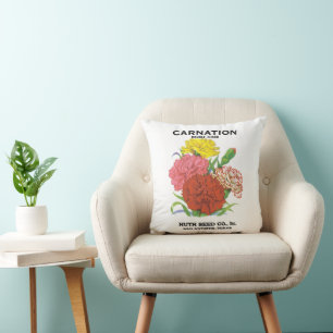 Cojín Decorativo Arte de etiqueta de paquete de semillas vintage, f