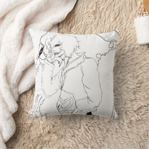 Cojín Decorativo Arte de Fantasía Anime Oscura Cuervo y Demonio