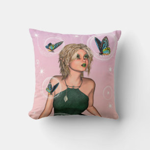 Cojín Decorativo Arte de fantasía de hada mariposa brillante