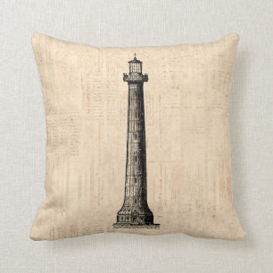 Cojín Decorativo Arte De Faro Ilustrado De Tema Náutico Ilustrado