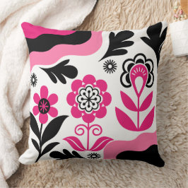 Cojín Decorativo Arte de Flor Rosa Abstracto Boho