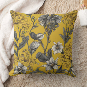 Cojín Decorativo Arte de Floral Mustard AI