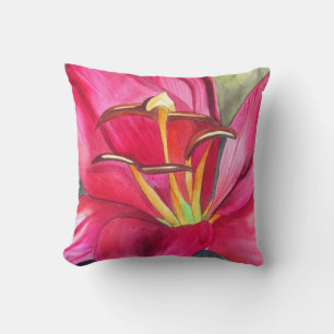 Cojín Decorativo Arte de flores de color de lirio rojo original