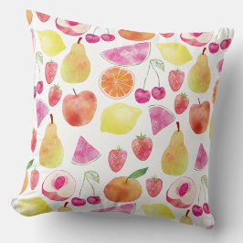 Cojín Decorativo Arte de Frutas en Acuarela