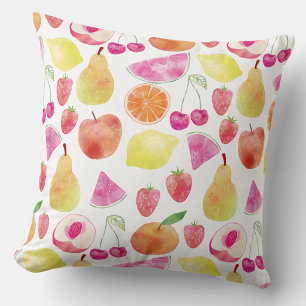 Cojín Decorativo Arte de Frutas en Acuarela