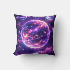 Cojín Decorativo Arte de Galaxia Mariposa Espacio Neón