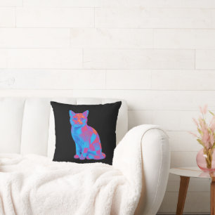 Cojín Decorativo Arte de gato geométrico alucinante