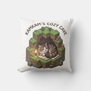 Cojín Decorativo Arte de gato voxel de la acogedora cueva de KAMKAM