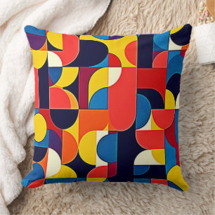 Cojín Decorativo Arte de geometría de bloque de color retro