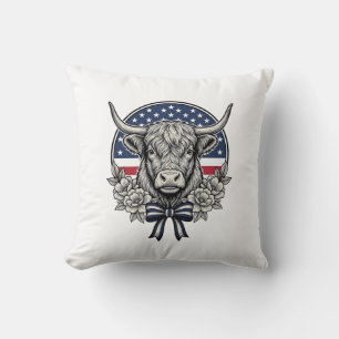 Cojín Decorativo Arte de grabado vintage de vaca altlandesa patriót