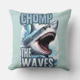 Cojín Decorativo Arte de graffiti de tiburón azul y negro