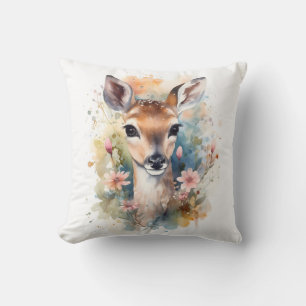 Cojín Decorativo Arte de guardería de tiernos cervatillos del bosqu