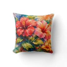 Arte de Hibiscus con Estilo de Acuarela Floral Col