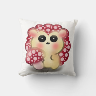 Cojín Decorativo Arte de hongo rojo Kawaii lindo erizo sombrerillo