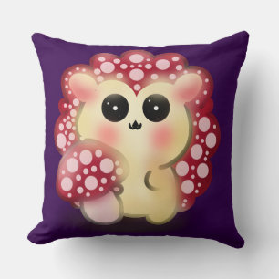 Cojín Decorativo Arte de hongo rojo kawaii lindo erizo sombrilla de