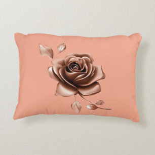 Cojín Decorativo Arte de IA de rosa marrón floral beige lijado