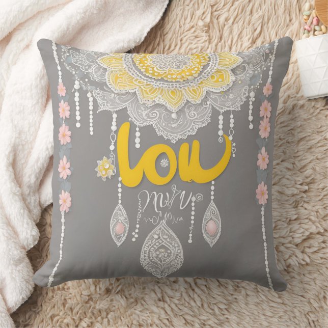 Cojín Decorativo Arte de IA Sunny Gray Lace (Manta)