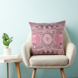 Cojín Decorativo Arte de IA tribal y antiguo en rosa