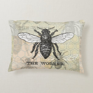 Cojín Decorativo Arte de ilustración de abeja obrera vintage