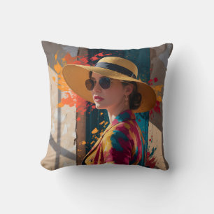 Cojín Decorativo Arte de impresión de retrato moderno elegante