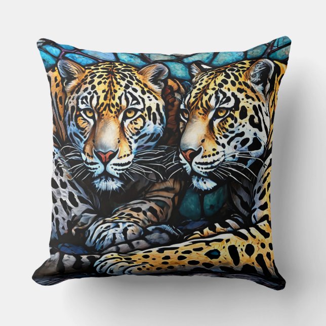 Cojín Decorativo Arte de jaguares (Anverso)