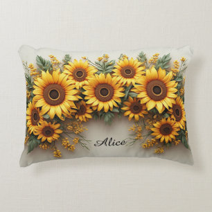 Cojín Decorativo Arte de jardín de girasoles de granja