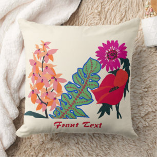 Cojín Decorativo Arte de jardín floral boho maximalista vibrante