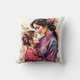 Cojín Decorativo Arte de kimono del Día de la Madre con abrazo flor