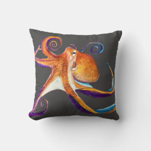 Cojín Decorativo Arte de la acuarela Octopus sealife