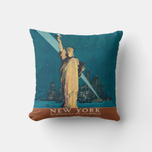 Cojín Decorativo Arte de la Estatua de la Libertad de la Ciudad Mar