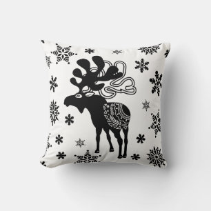 Cojín Decorativo Arte de la estrella de invierno nórdica y copos de