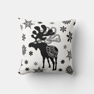 Cojín Decorativo Arte de la estrella de invierno nórdica y copos de