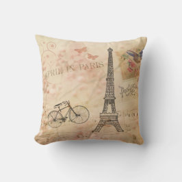Cojín Decorativo Arte de la torre Eiffel del vintage