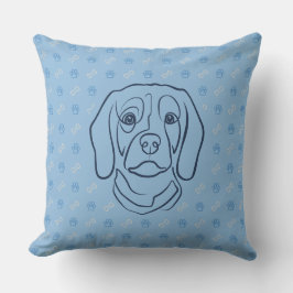 Cojín Decorativo Arte de línea de Beagle, elegancia con actitud
