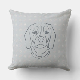 Cojín Decorativo Arte de línea de Beagle, elegancia con actitud