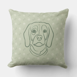 Cojín Decorativo Arte de línea de Beagle, elegancia con actitud