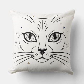 Cojín Decorativo arte de línea de cara de gato minimalista 