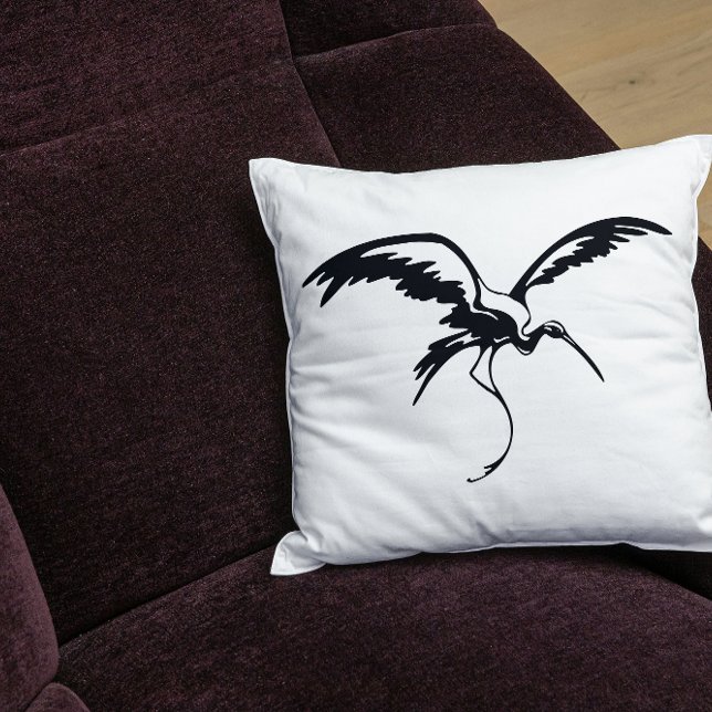 Cojín Decorativo Arte de línea de grúa volante (Subido por el creador)