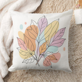 Cojín Decorativo Arte de línea de hojas de otoño