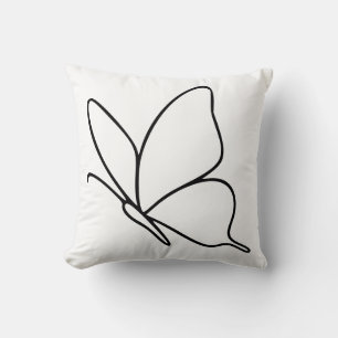 Cojín Decorativo Arte de línea de mariposa – Ilustración de insecto
